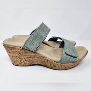 NAOT Sage Green Cork Wedge Heels